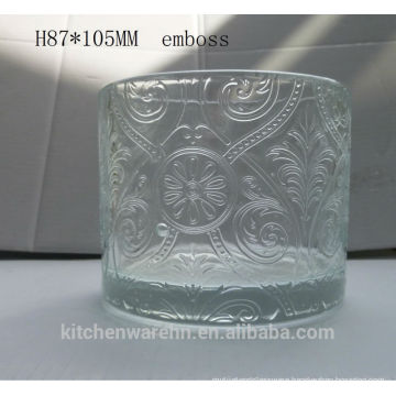 2014 glass candle holder with embossed logo